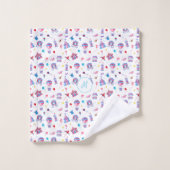 ヴィンテージ回路パターン |ターコイズ青 バスタオルセット (ウォッシュタオル)