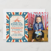 ヴィンテージ回路パーティーカーニバルパーティー誕生日写真 招待状 (正面)