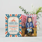 ヴィンテージ回路パーティーカーニバルパーティー誕生日写真 招待状 (スタンド正面)