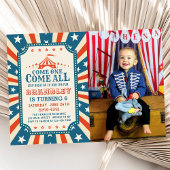 ヴィンテージ回路パーティーカーニバルパーティー誕生日写真 招待状