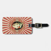 ヴィンテージ回路ピエロおよびレトロストライプパターン ラゲッジタグ (正面横)