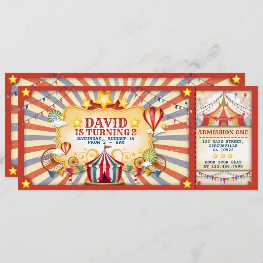 ヴィンテージ回路誕生日チケット招待状 招待状 (正面/裏面)