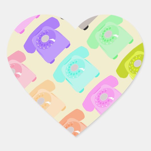 ヴィンテージ回転式ダイヤル電話 ハートシール (正面)