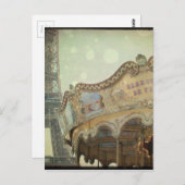 ヴィンテージ回転木馬インエッフェルタワー ポストカード (正面/裏面)