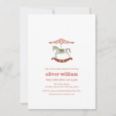 ヴィンテージ回転木馬カーニバルサーカス赤ちゃんシャワー 招待状 (正面)