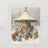 ヴィンテージ回転木馬クリスマス シーズンカード (正面/裏面)