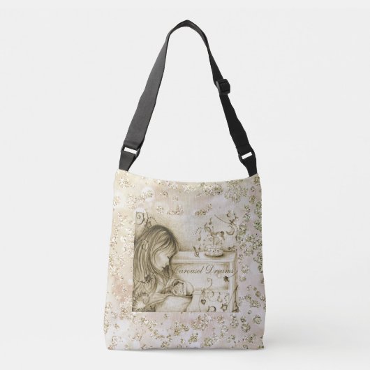 ヴィンテージ回転木馬ドリームス《写真》ぼけ味 きらきら光る クロスボディバッグ (正面)