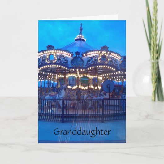 ヴィンテージ回転木馬ハッピーバースデー カード (正面)