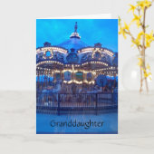 ヴィンテージ回転木馬ハッピーバースデー カード (黄色い花)