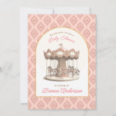 ヴィンテージ回転木馬ベビーシャワー招待状 招待状 (裏面)