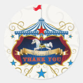ヴィンテージ回転木馬馬サンキューフェイスステッカー ラウンドシール (正面)