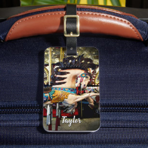 ヴィンテージ回転木馬馬名前をカスタムするスタイリッシュはっきりした ラゲッジタグ