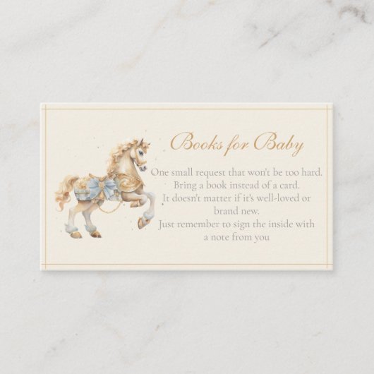 ヴィンテージ回転木馬馬書籍ベビー エンクロージャーカード (正面)