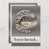 ヴィンテージ回転電話 招待状 (正面/裏面)