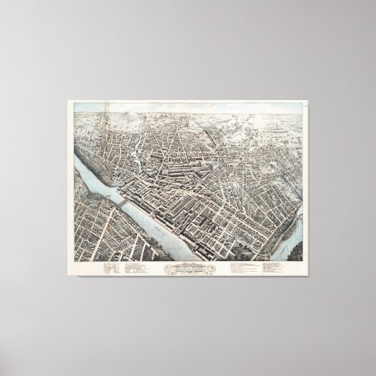 ヴィンテージ図ローエルMAの地図(1876) キャンバスプリント (正面)