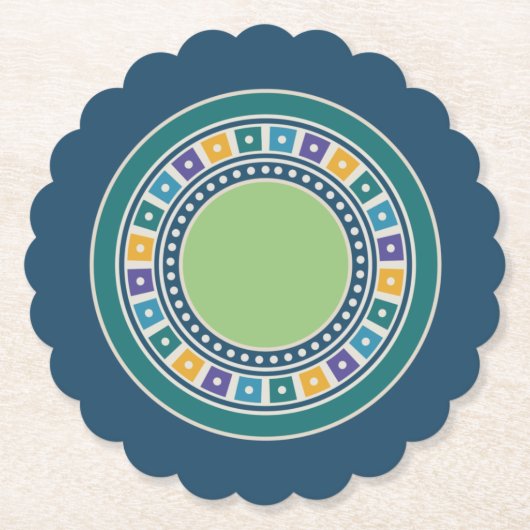 ヴィンテージ図形パターンのコースター ペーパーコースター (正面)