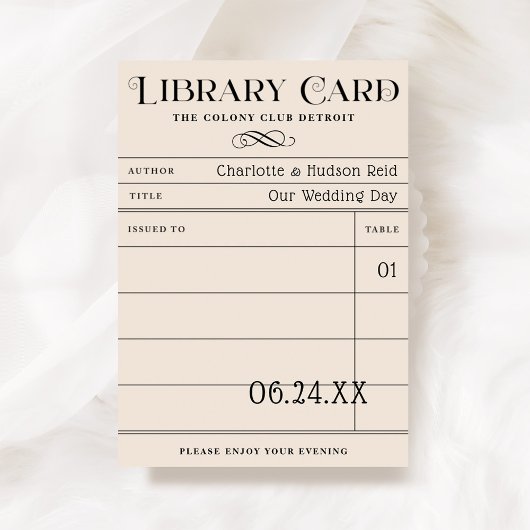 ヴィンテージ図書カード ウェディングエスコートカード