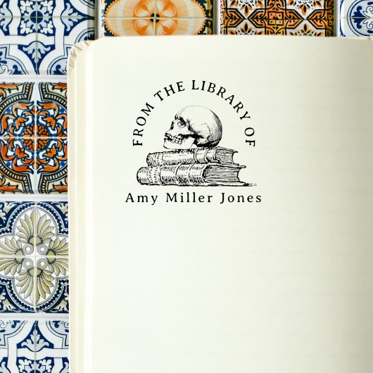 ヴィンテージ図書ゴシックスカルカスタム図書館 セルフインキングスタンプ