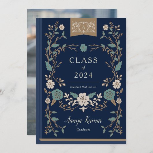 ヴィンテージ図書卒業写真のお知らせ 案内状 (正面/裏面)