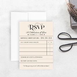 ヴィンテージ図書台帳結婚式RSVPカード 出欠カード