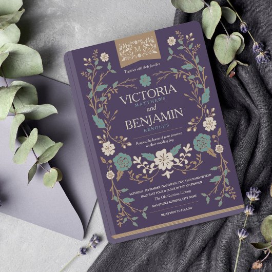 ヴィンテージ図書図書結婚式の招待 招待状