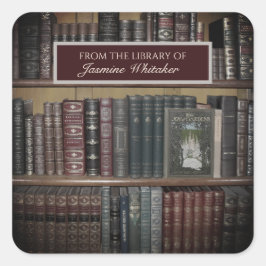ヴィンテージ図書室の蔵書票 スクエアシール