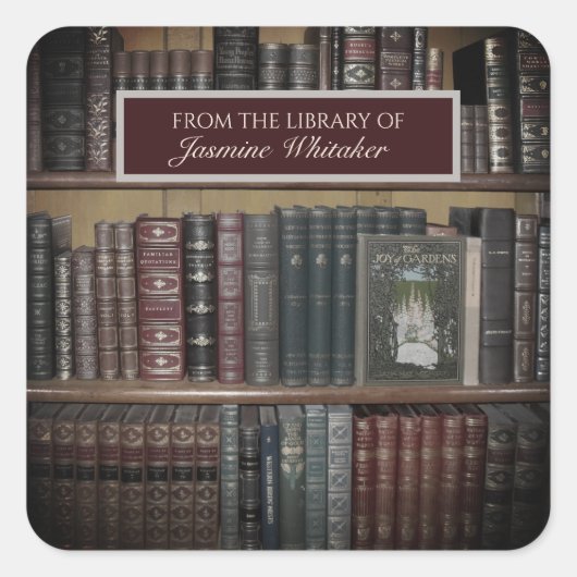 ヴィンテージ図書室の蔵書票 スクエアシール (正面)