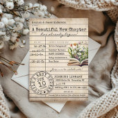 ヴィンテージ図書室カードフローラ書可愛い赤ちゃんシャワー 招待状