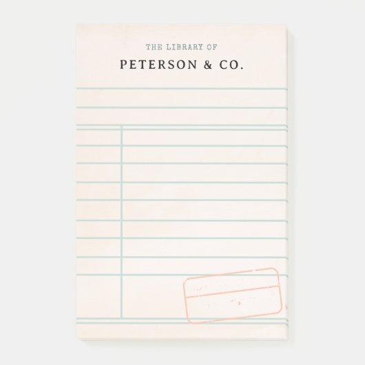 ヴィンテージ図書室カード本虫おもしろいギフト ポストイット (正面)