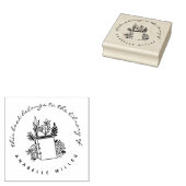 ヴィンテージ図書植物学カスタム図書室 ラバースタンプ (押印)