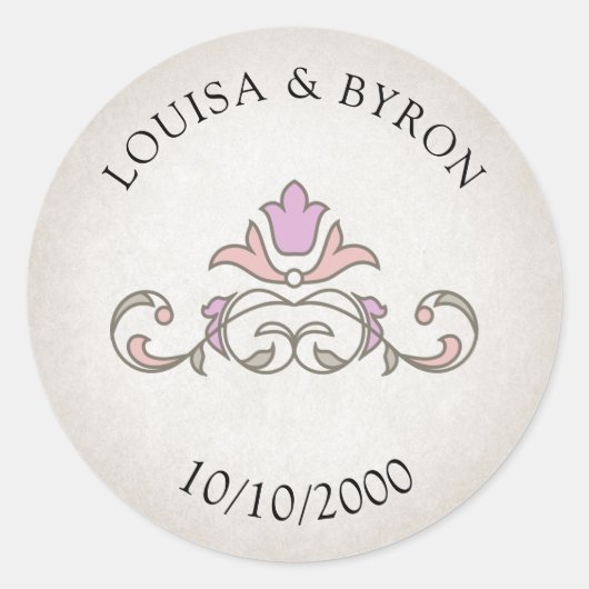 ヴィンテージ図書物語童話結婚の ラウンドシール (正面)
