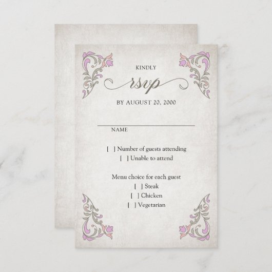 ヴィンテージ図書物語童話結婚の 出欠カード (正面/裏面)