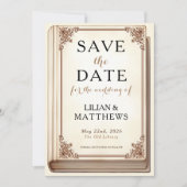 ヴィンテージ図書表紙の筆記体フォント セーブザデート (正面)