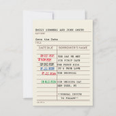 ヴィンテージ図書館のカードと本の表紙 Save the Date セーブザデート (正面)