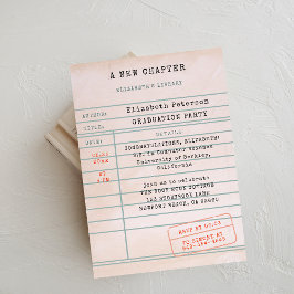 ヴィンテージ図書館のカードブック愛好家卒業パーティー 招待状