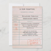 ヴィンテージ図書館のカードブック愛好家卒業パーティー 招待状 (正面)