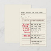 ヴィンテージ図書館のカード Save the Date セーブザデート (正面/裏面)