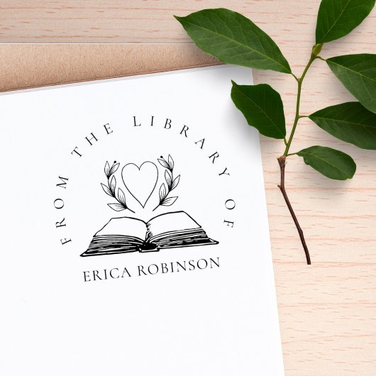 ヴィンテージ図書館のハートを予約すカスタムる ラバースタンプ