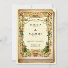 ヴィンテージ図書館のブックカバー　ストーリーブックガーデン 招待状