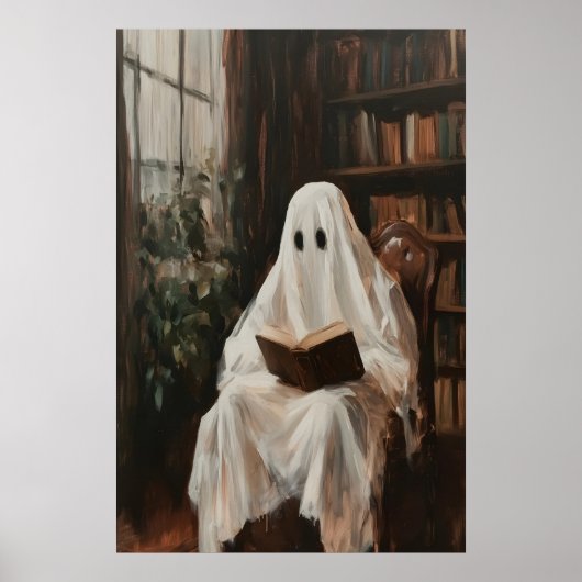 ヴィンテージ図書館の幽霊プリント、ホラー ポスター、アート ポスター (正面)