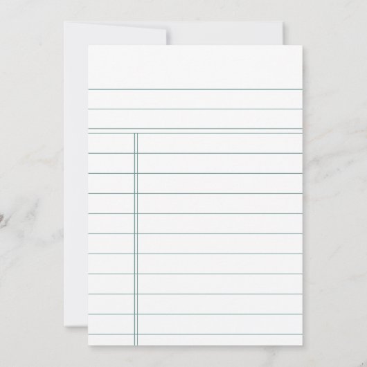 ヴィンテージ図書館の本のチェックアウトカード ウェディングメニュー セーブザデート (裏面)