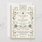 ヴィンテージ図書館の本の結婚式招待状 招待状 (正面)