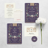 ヴィンテージ図書館の本のSave the Date セーブザデート