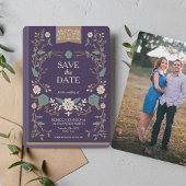 ヴィンテージ図書館の本のSave the Date セーブザデート