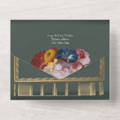 ヴィンテージ図書館の本 全てが1つになったシャワー招待状 オールインワン招待状 (裏面)