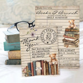 ヴィンテージ図書館カードフローラブックベビーシャワー サンキューカード