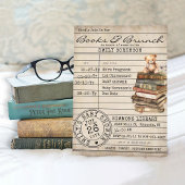 ヴィンテージ図書館カードブックベビーベイビーシャワー招待状 招待状