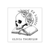 ヴィンテージ図書館ゴシックスカル&バラ ラバースタンプ (インプリント)