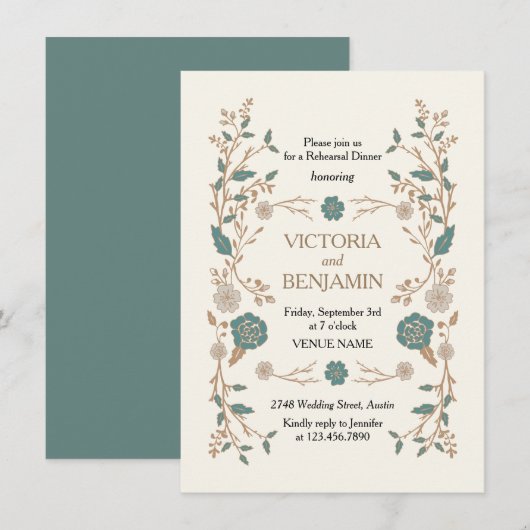 ヴィンテージ図書館リハーサル招待状 招待状 (正面/裏面)