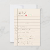 ヴィンテージ図書館貸出カード風結婚式返信カード 出欠カード (正面)